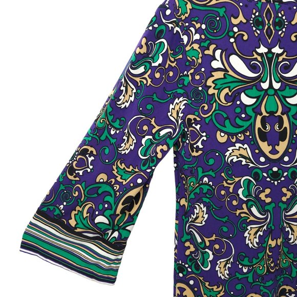 Laundry By Shelli Segal Paisley Mini Dress Womens Size 10 Bell Sleeve Stretchy - Picture 14 of 15